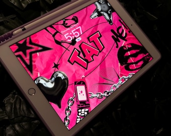Custom IPad Wallpaper, Custom Name and Photo, Pink Lockscreen, 2025 Vision Board, Junk Wallpaper, Junk Phone Case, Trendy Y2K, IOS, Black