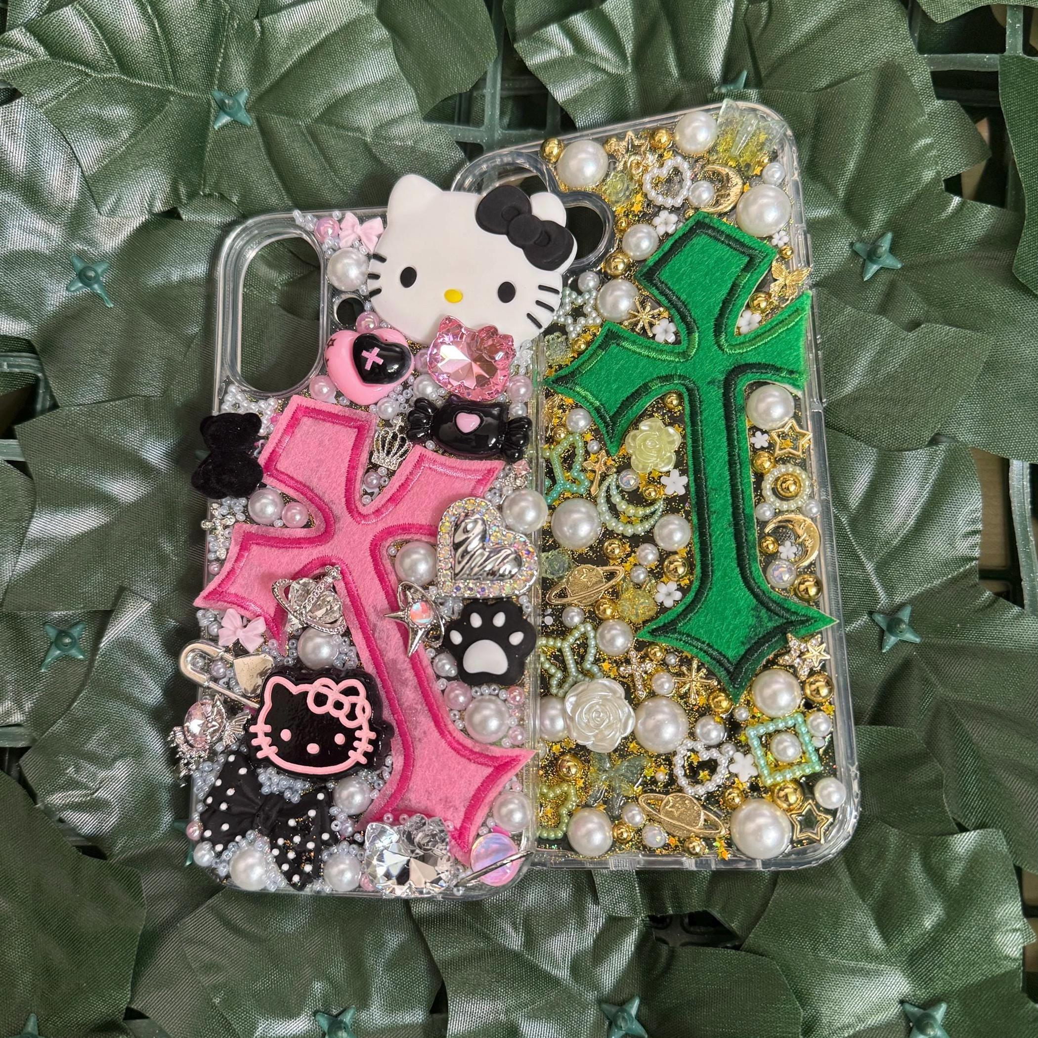Custom Chromehearts Junk Case, Kawaii Phone Case, Sanrio, Hello Kitty, Girly Gift, Decoden, Nail Charm, Y2k Phonecase, Cross, Junkcase, Pink - Etsy Custom Chromehearts Junk Case, Kawaii Phone Case, Sanrio, Hello Kitty, Girly Gift, Decoden, Nail Charm, Y2k Phonecase, Cross, Junkcase, Pink - Etsy