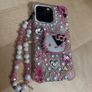 Hello Kitty Junk Case Bundle, Phone Case, Pink Preppy Stuff, IPhone, Sanrio Inspired, Girly Gift, Decoden, Nail Charm, Y2k PhoneCase, Kuromi image 1