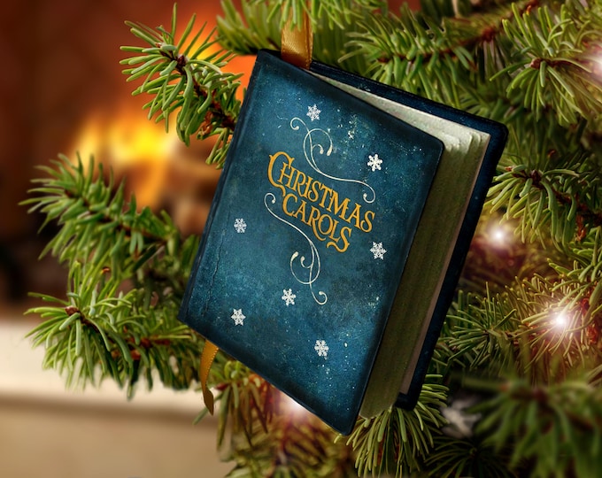 Miniature Book of Christmas Carols - Christmas Ornament - Victorian, Traditional, British, English, Antique
