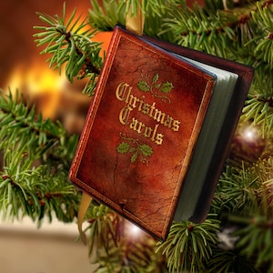 Miniature Book of Christmas Carols - Christmas Ornament - Victorian, Traditional, British, English, Antique