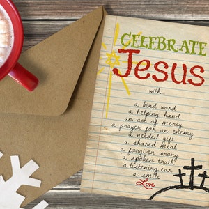 10 Greeting Cards - Celebrate Jesus - Christian Christmas or Easter - Blank Inside