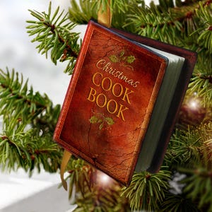 Miniature Christmas Cook Book Ornament - Traditional Christmas Recipes