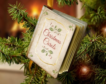 Miniature Book of Christmas Carols - Christmas Ornament - Victorian, Traditional, British, English, Antique