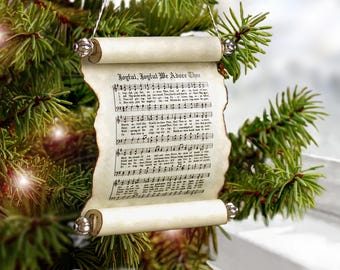 Christian Hymns Sheet Music Christmas Scroll Ornament