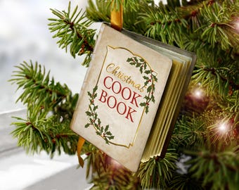 Miniature Christmas Cook Book Ornament - Traditional Christmas Recipes