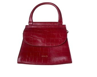 Piccola borsa in pelle effetto coccodrillo rossa, modello Dany, Nat & Nin