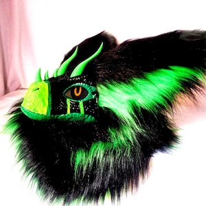 Raptor Dino Mask Fursuit: Adjustable Furry Costume Head