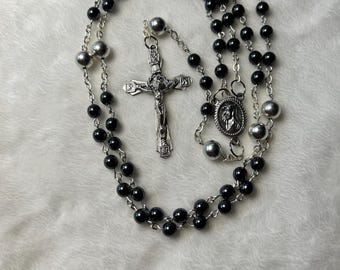 Rosario Católico Hematita 6 mm Rosario Medalla Milagrosa