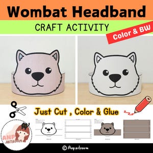 Wombat Headband - Animal Paper Hat & Crown - DIY Coloring Activity Costume - Printable Instant Download