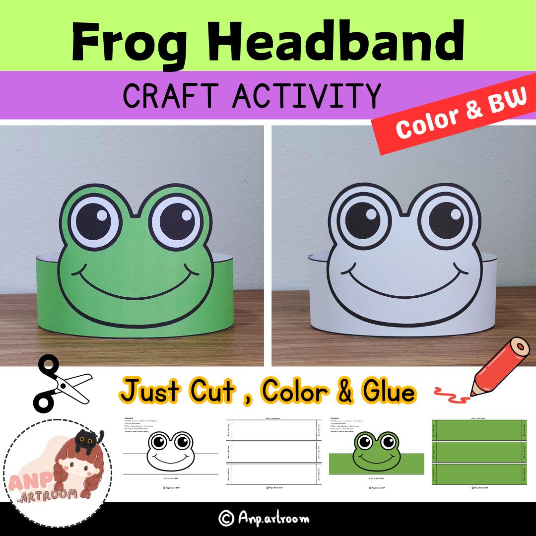 Frog Headband - Animal Paper Hat & Crown - DIY Coloring Activity ...