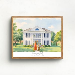 Custom Family House Portrait from Photo,Personalized Watercolor House Painting with Pets,New Home & Housewarming Gift, Realtor Closing Gift