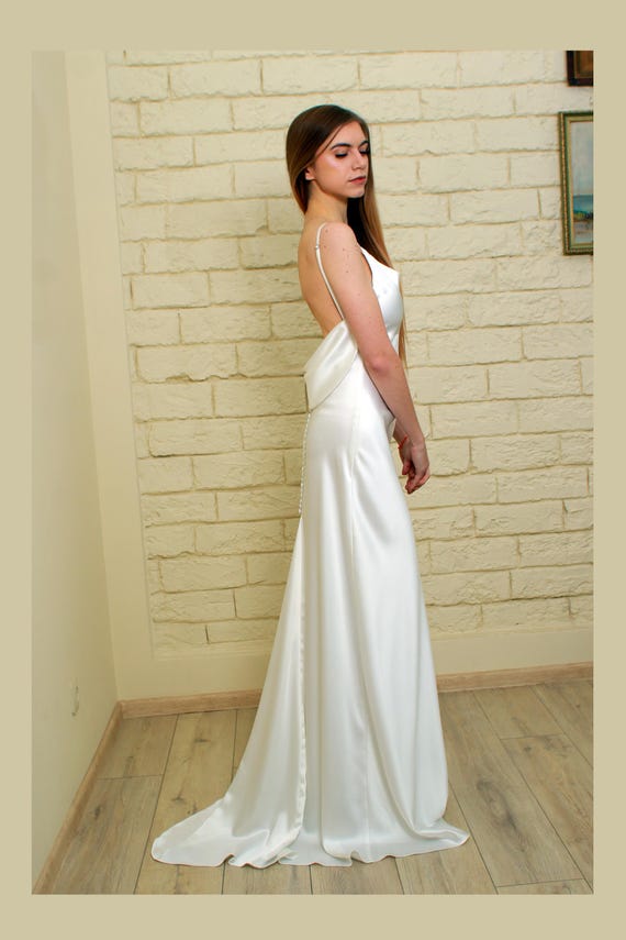 satin wedding dress with buttons Satin Cloth Buttons & Buttonholes