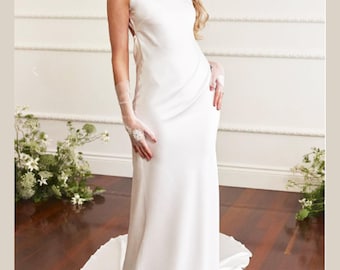 Glamorous bridal ivory slip dress..Open Cowl Back Silk Bridal Gown.  Beach bridal dress. Backless silk wedding dress for the reception.