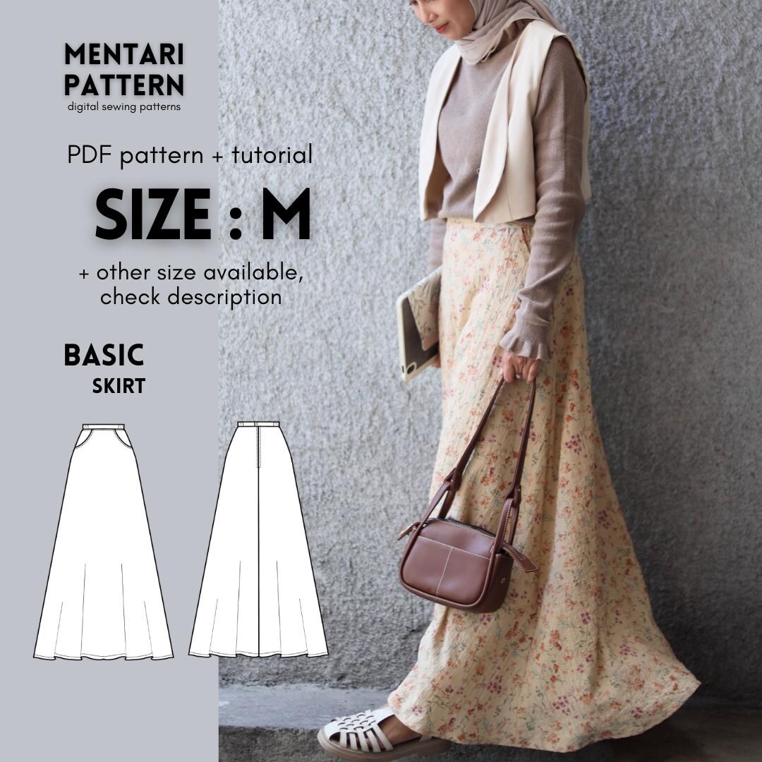 Basic Skirt PDF Pattern, Digital Pattern Size: M, A0 A4 - Etsy