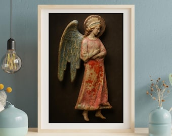 Muurpictogram Byzantijnse engel: vintage religieuze kunstdecoratie