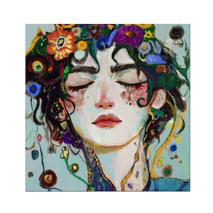 Colorful Abstract Woman Portrait: Modern Boho Art Print (Digital Download)