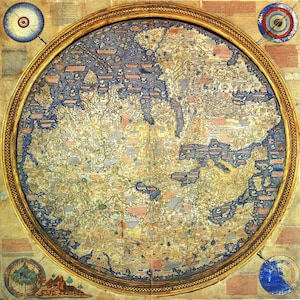 Mapa del mundo de Fra Mauro 1450 – Mapa antiguo para imprimir / Mapa del mundo antiguo / Arte de pared digital para descargar