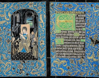 Impresión del Libro de Horas Medieval, Manuscrito Gótico Iluminado (Descarga Digital)
