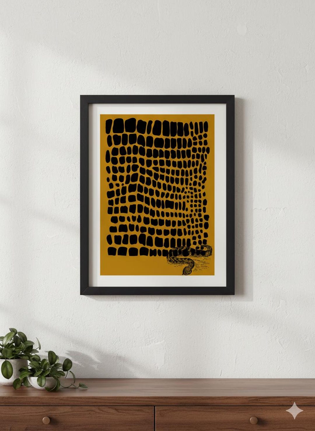 Abstract Snake Pattern Wall Art, Modern Reptile Decor Print, Optical ...