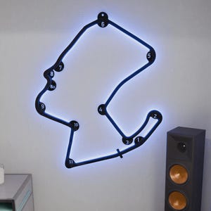 Large Race Track Wall Art – Elevation Series Backlit Circuit – Racing Decor for Fans