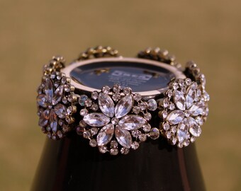 Crystal Bracelet, Wedding Bracelet, Bridal Jewelry, Beadwork Bracelet, White Crystal Bracelet