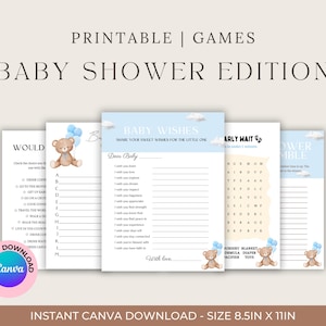 Editable Baby Shower Games Template, We Can Bearly Wait Baby Shower Game Template, Baby Shower Party Games, Editable Bear Shower Game Bundle