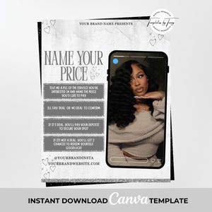 Name Your Price, Deal or No Deal, Marketing Beauty Promo Game, Lash, Facial, Wax & Spa Discount Template, Editable Instagram Post