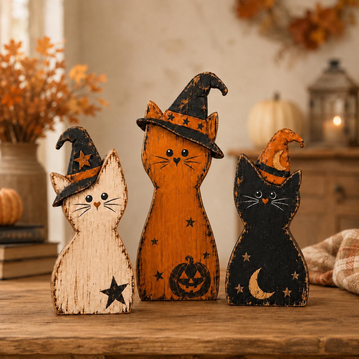 Broomstick Blvd 26" Victorian Halloween Witch – Black & Gold Dress, Posable Sitting Figure For Spooky Decor