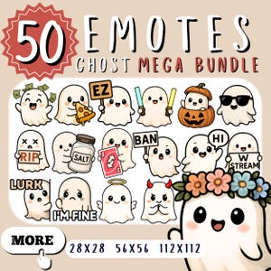 50 Ghost Emotes, Mega Bundle, Ghost Twitch Emote Bundle, Trendy Emotes, Cute Ghost Emotes, Bundle Twitch, Twitch Emote, Streamer Graphics