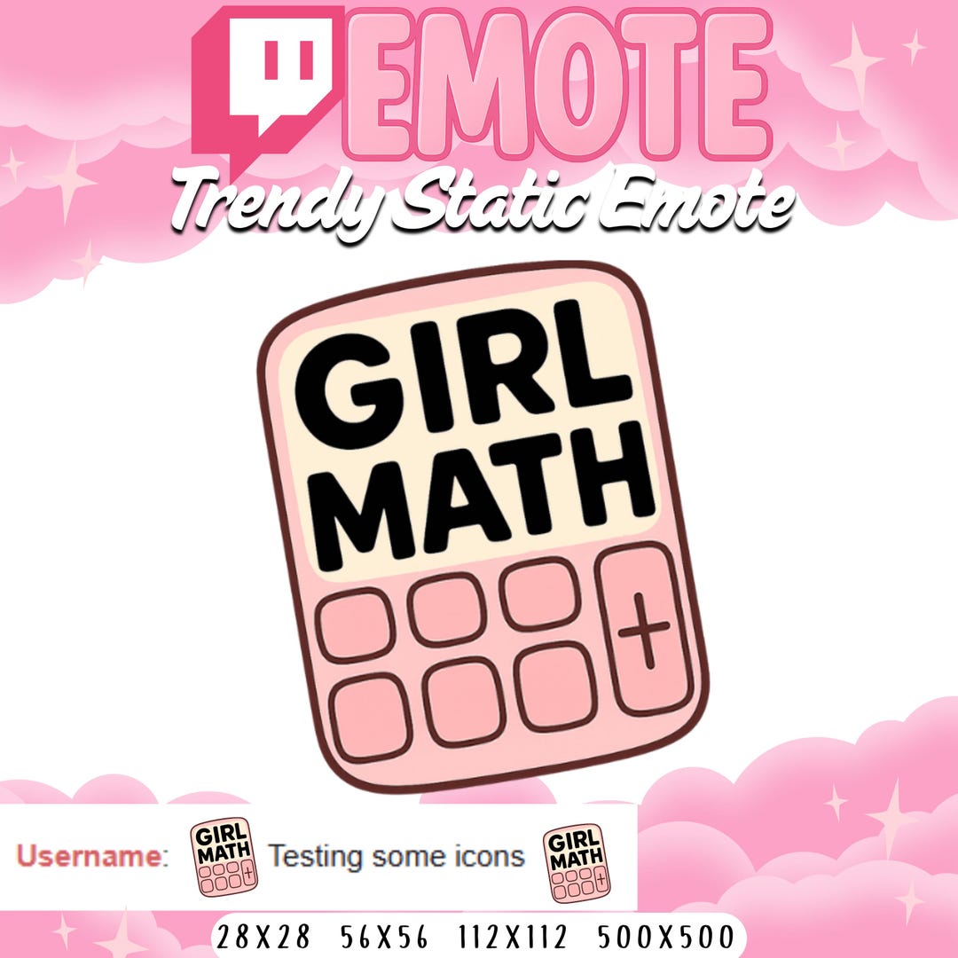 Girl Math Emote, Funny Twitch Emote, Cute Emote, Girly Emote, Aesthetic ...