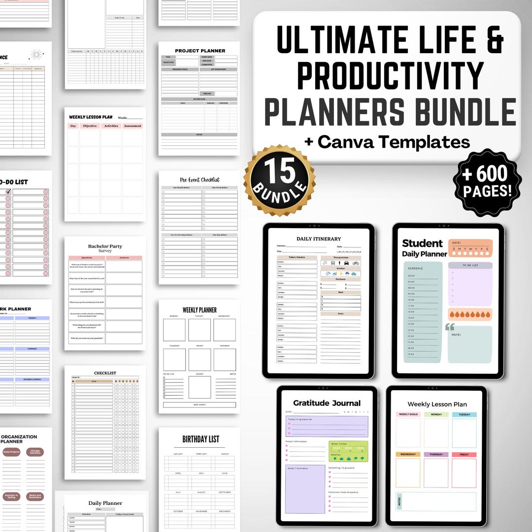 Ultimate Life Hack Productivity Bundle | Planners Trackers & Goal ...