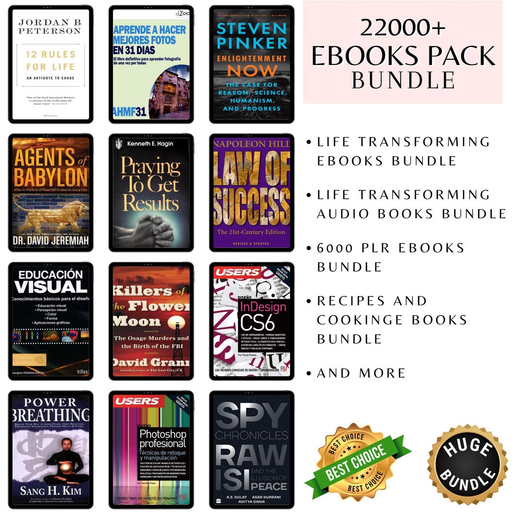 22,000+ Ebooks Pack Bundle | Self-help, Business, Audio, Recipes, PLR ...