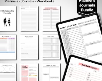 Mental Health Journal Planner | Daily Mood Tracker, Anxiety & Self-Care Worksheets, Therapy Reflections, Printable PDF Personal Wellness Kit