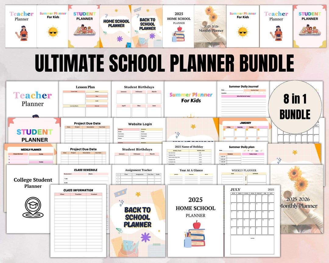 2026 School Planner Bundle, Student Organizer, Homework Tracker, Study ...
