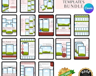 Digital Product Mockup Templates MEGA Bundle | Canva Editable Listing Images, Etsy Thumbnail, Shop Branding, Drag & Drop Kit