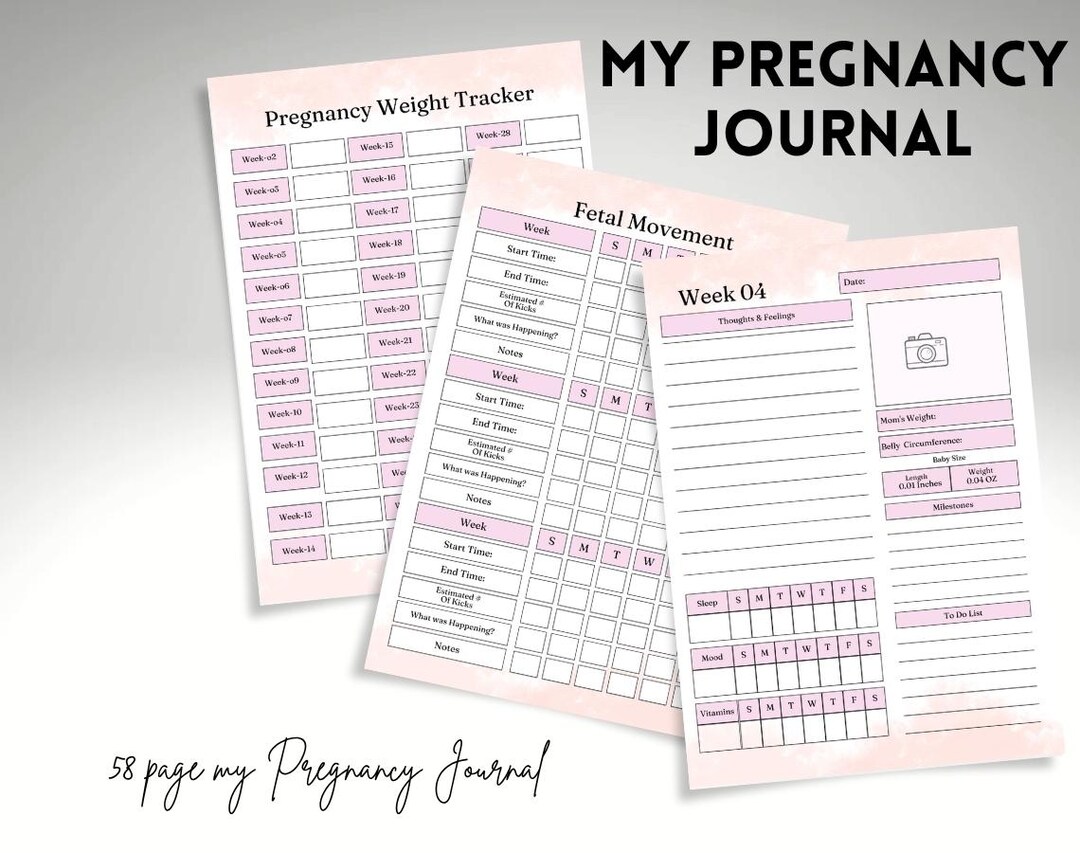 2026 Pregnancy Journal Printable | Baby Bump Tracker, Weekly Memory ...