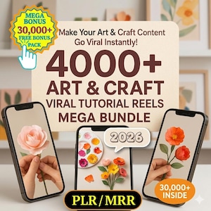 Art & Craft Reels Bundle, 4000+ Viral Tutorial Videos, PLR MRR Digital Content