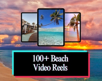 100 videos de playa en HD para Instagram Reels TikToks YouTube MRR PLR Atardecer Natural Marketing Video Derechos de reventa maestra Ondas de agua Arena Viajes