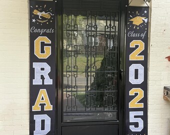 AIBIIN 7x5ft Nurse Graduation Backdrop She Did It Congratulations Graduates Blue Gold Glitter Photography Background Congrats Grads Class Of 2025 Prom Party Decorations Banner Photo Studio Props