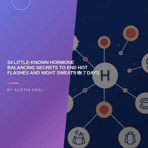 May include: Image of a navy blue graphic with the text "one Banlear" at the top. The text "24 LITTLE-KNOWN HORMONE BALANCING SECRETS TO END HOT FLASHES AND NIGHT SWEATS IN 7 DAYS" is also present. The image includes icons and the words "Hot flashes" and "Night sweats".