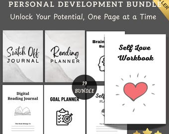 Personal Development Planner Bundle, Self-Growth Mindset Toolkit (Digital Download)