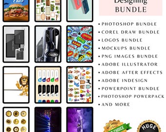 Ultimat grafiskt designpaket | Photoshop, Illustrator, mockups, PNG, logotyper, mallar | Digital nedladdning för kreatörer PLR MRR