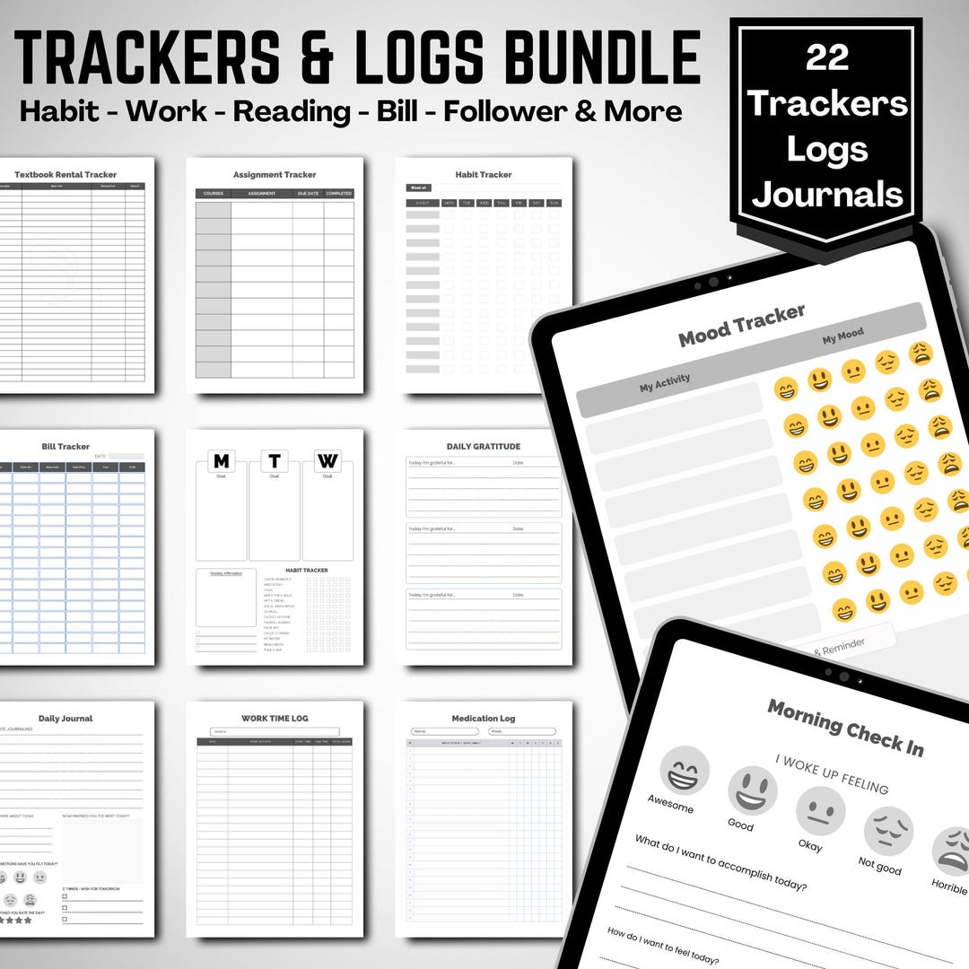 Printable Journal Racker Journal Planner Bundle of Printable Trackers, Logs Planning Pages for ...