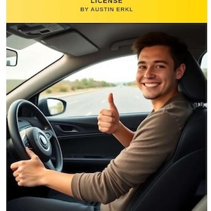 Puede incluir: Una persona en un coche haciendo un gesto de aprobación con el pulgar hacia arriba. La imagen incluye un volante, un salpicadero y una carretera en el fondo. Una pancarta amarilla en la parte superior dice "15 SECRETOS DE EXPERTOS PARA APROBAR TU EXAMEN DE CONDUCIR A LA PRIMERA - CONSEJOS PARA OBTENER TU LICENCIA" por Austin Erkl.