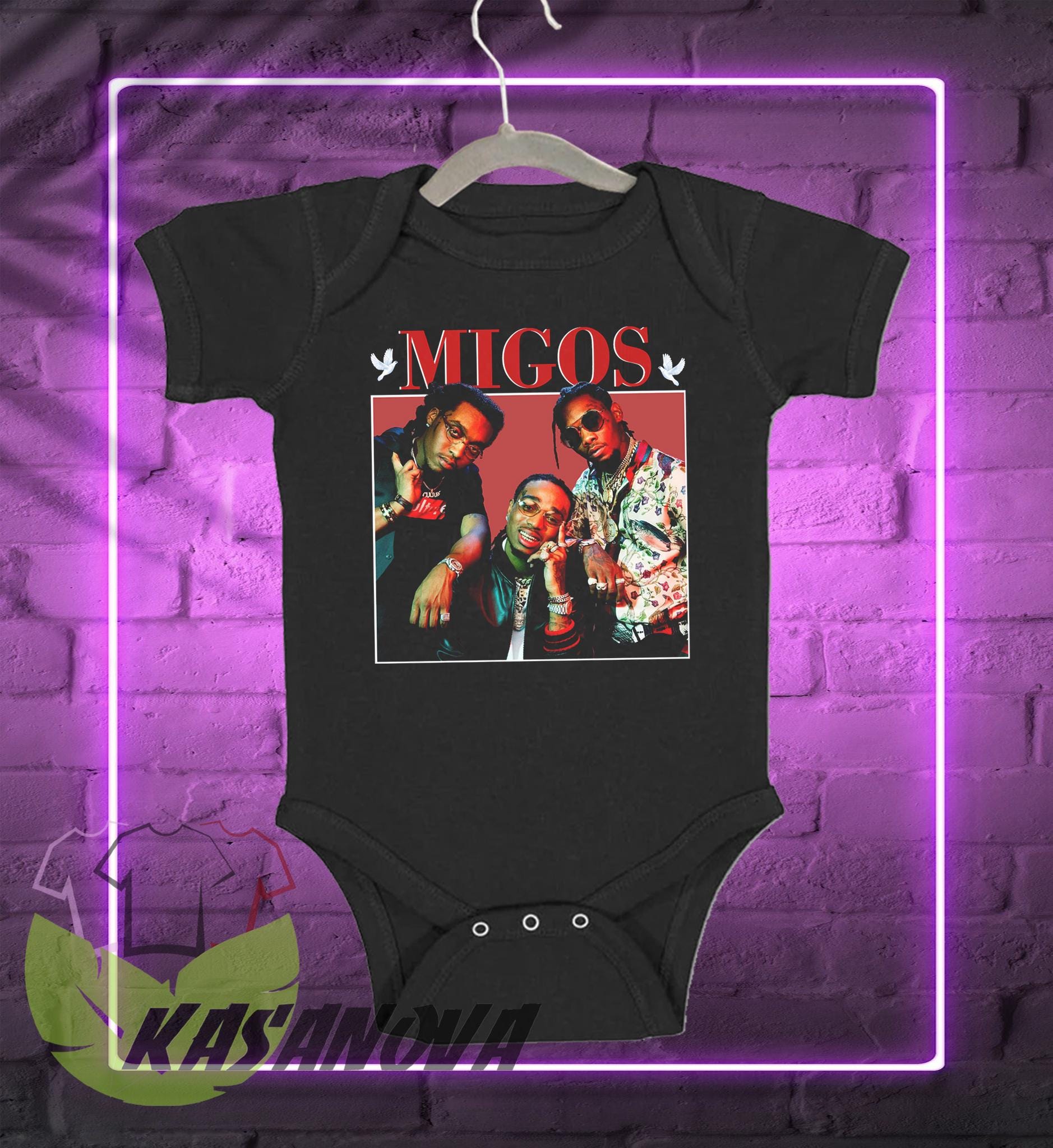 Migos Tシャツ：90年代レトロラップヒップホップミュージックグッズ 