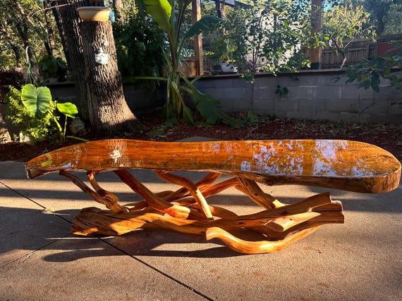 Alligator Juniper Wood Table on Manzanita Freeform Legs - Etsy