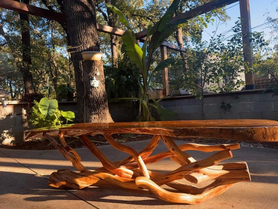 Alligator Juniper Wood Table on Manzanita Freeform Legs - Etsy