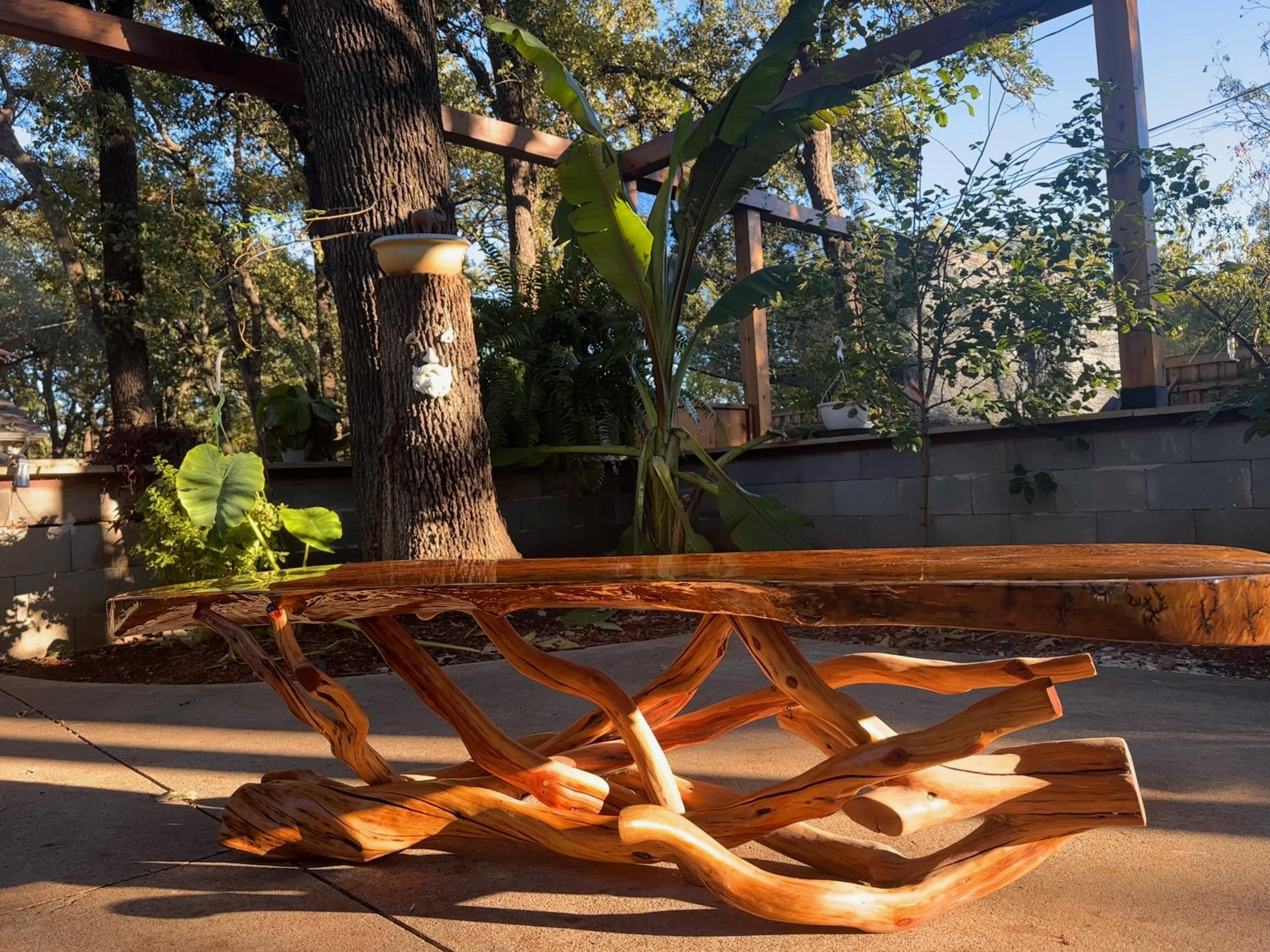 Alligator Juniper Wood Table on Manzanita Freeform Legs - Etsy