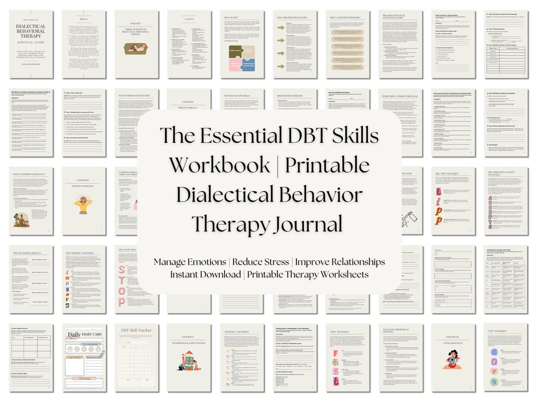 Printable DBT Workbook: Emotional Regulation & Mental Health (instant ...